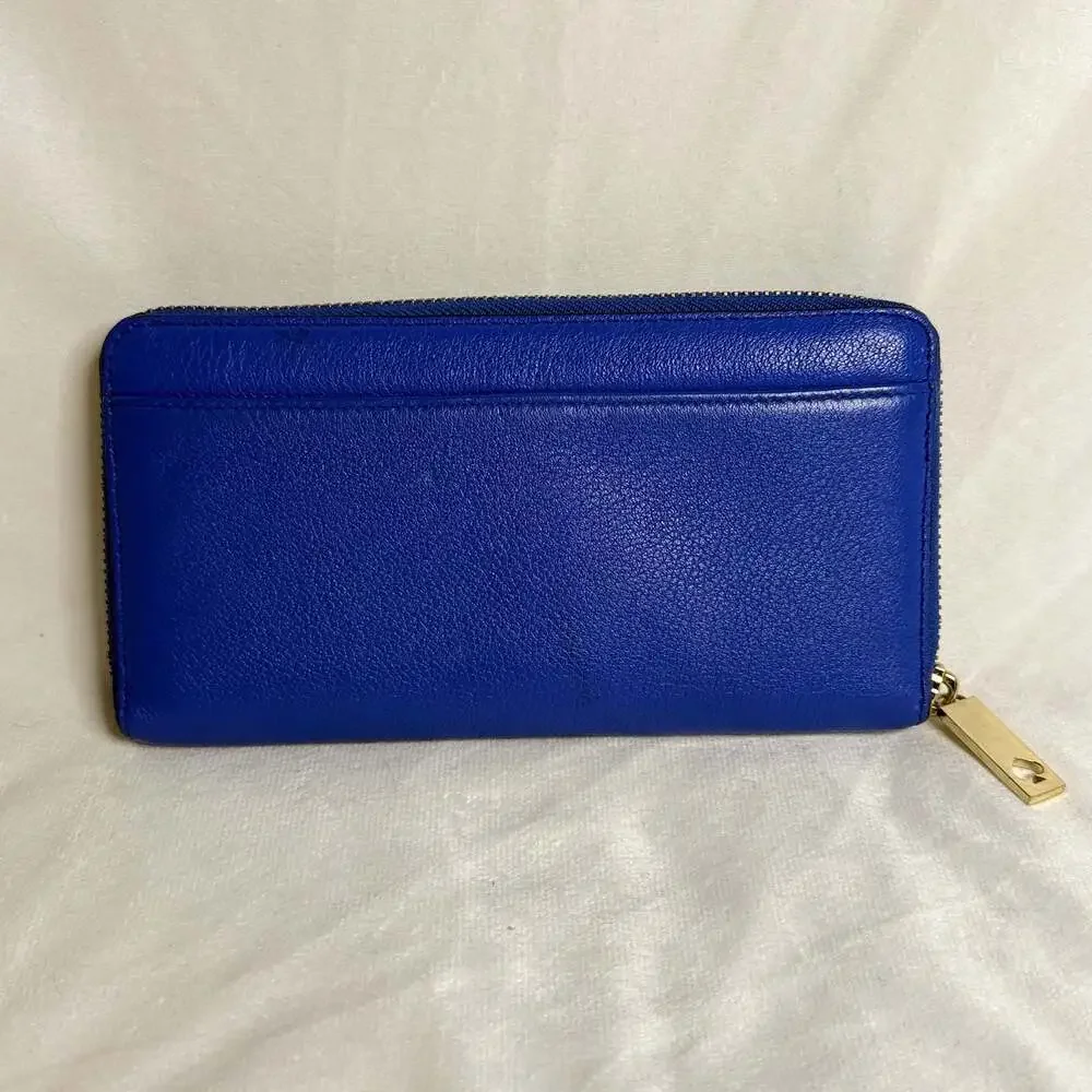 Kate Spade New York Neda Pebble Leather Zip Around Accordion Wallet in Blue